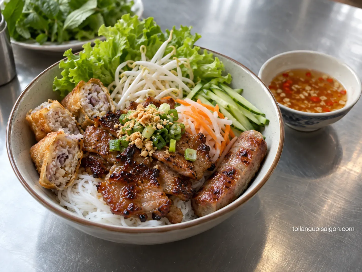 Ảnh minh họa món ăn tại Bún thịt nướng Chị Huệ